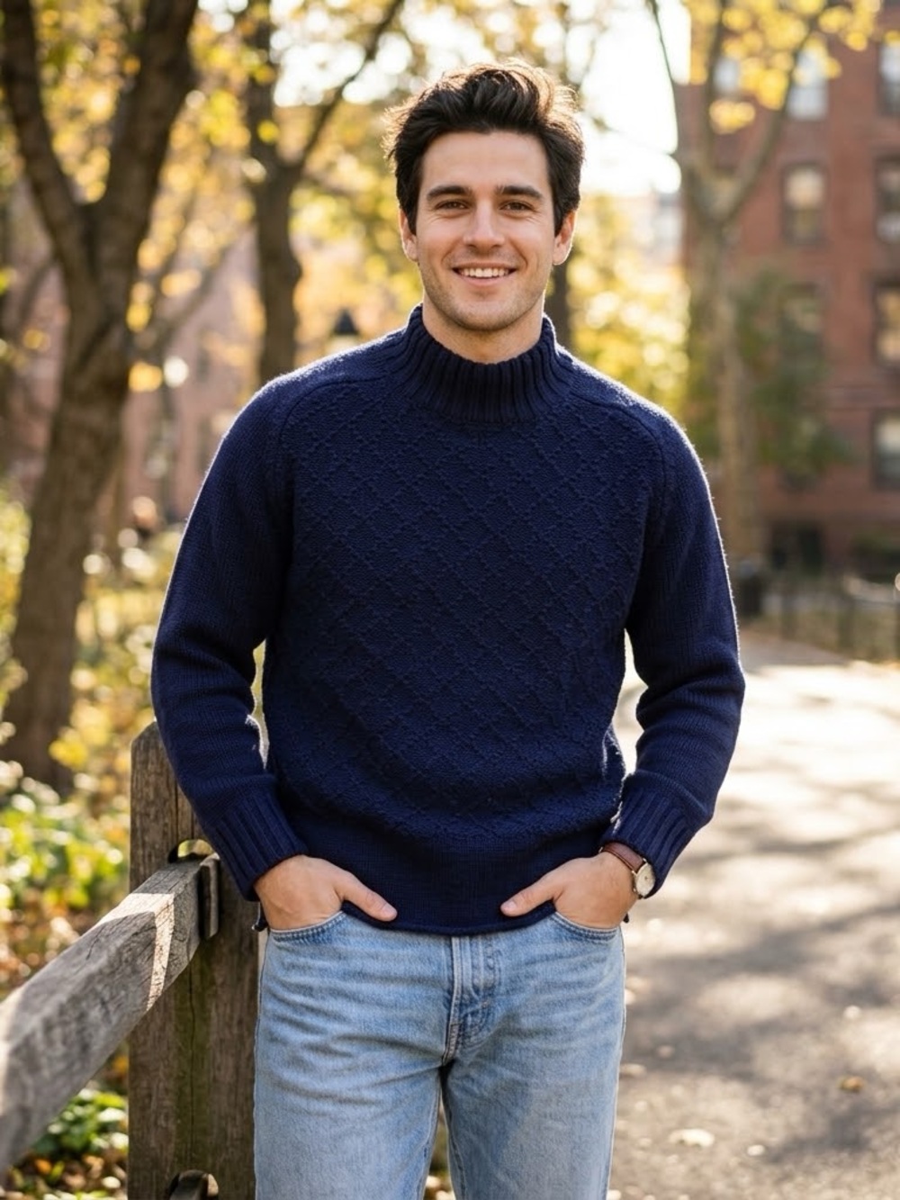 Levi's Red Tab Aran-knit 100% Wool Sweater in Navy Size L Heavy